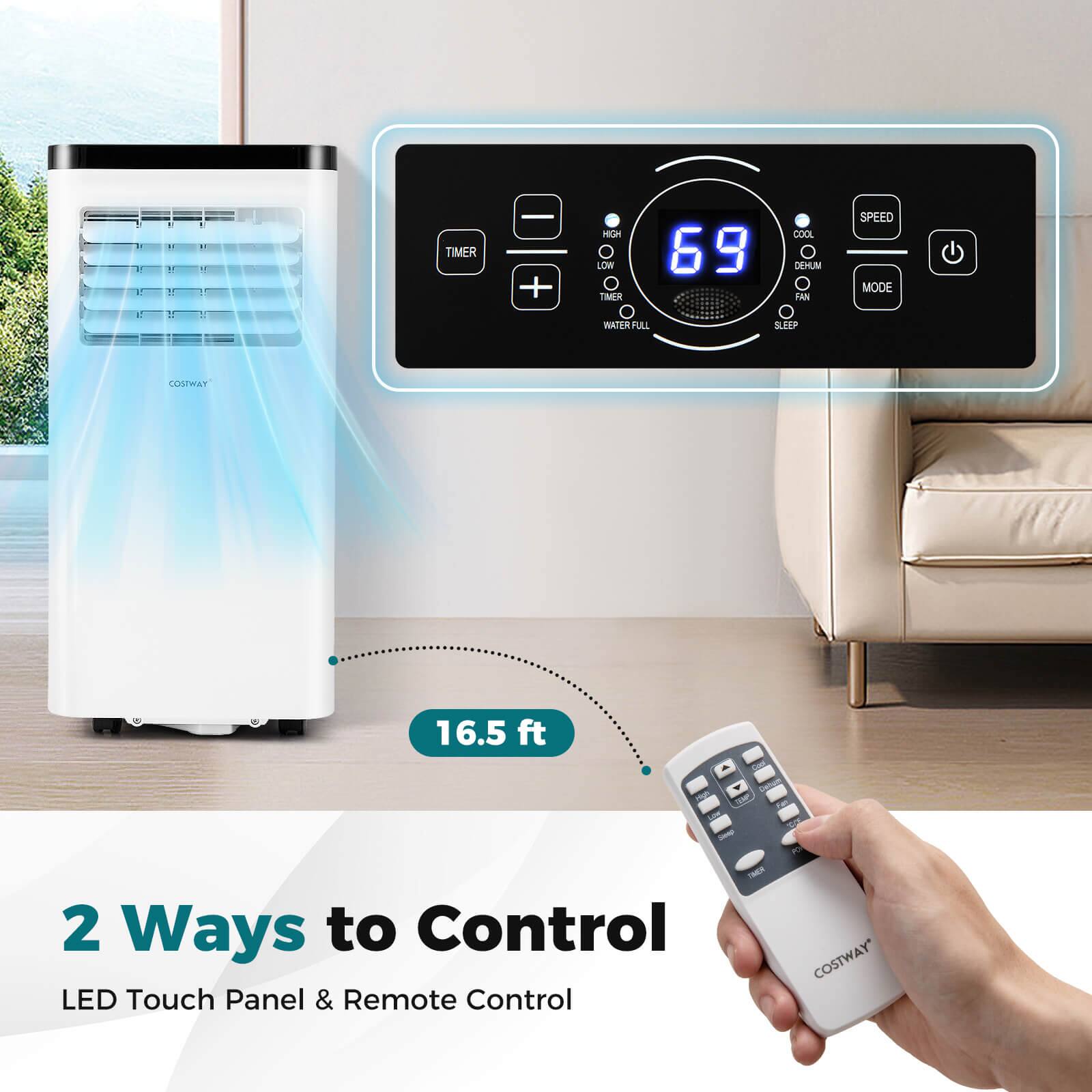 2 Ways to Control: LED Touch Panel & Remote Control