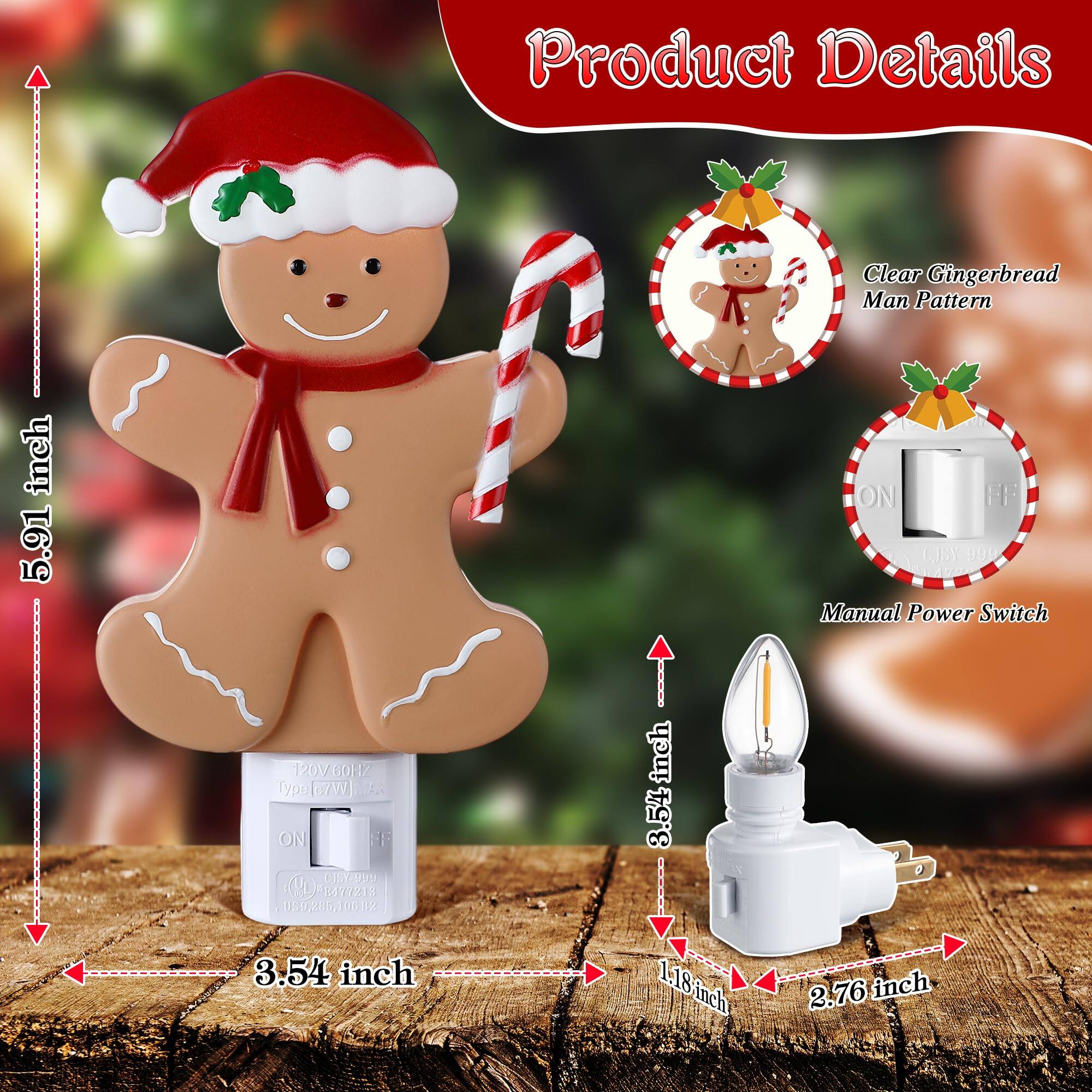 Paradigms Interiors Christmas Decoration Gingerbread Man Night Light ...