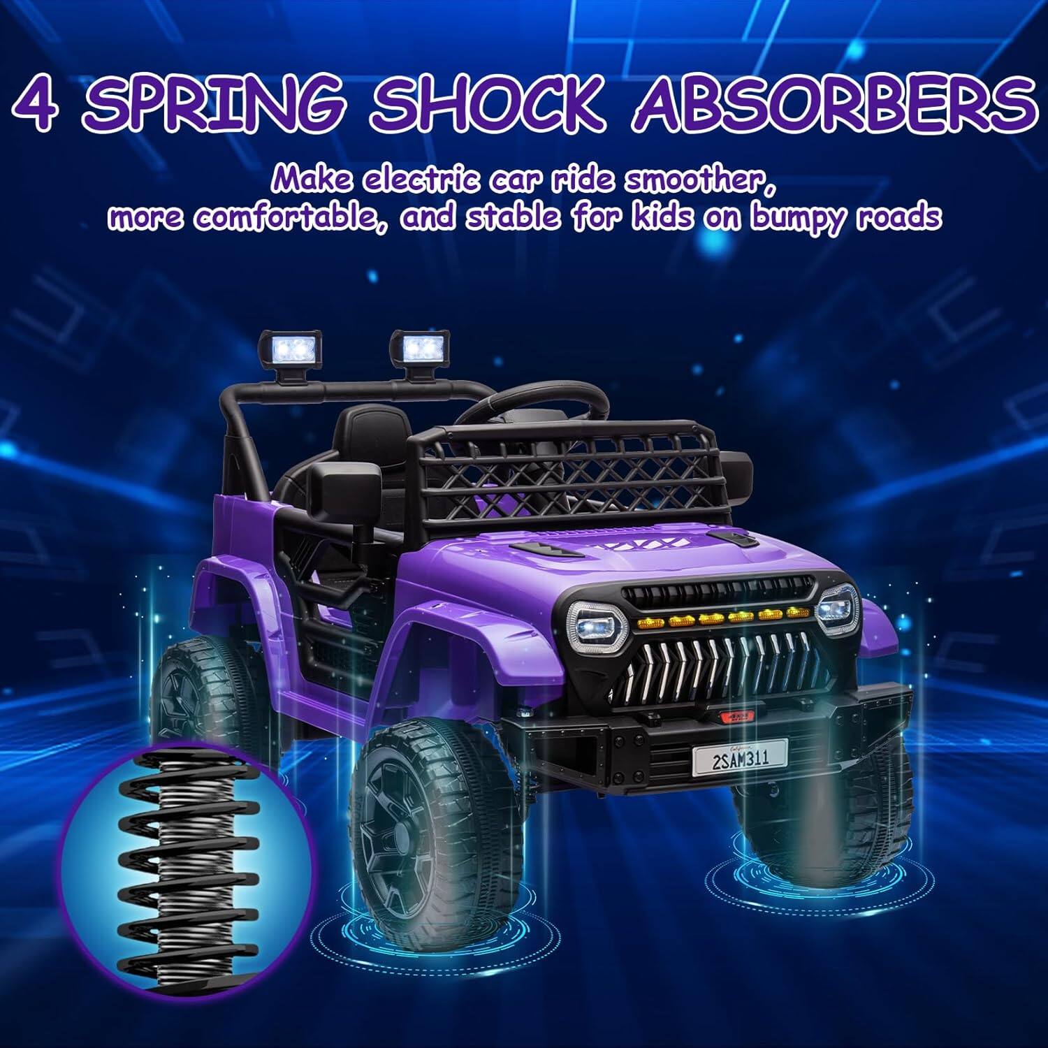 4 SPRING SHOCK ABSORBERS  
Make electric car ride smoother, more comfortable, and stable for kids on bumpy roads