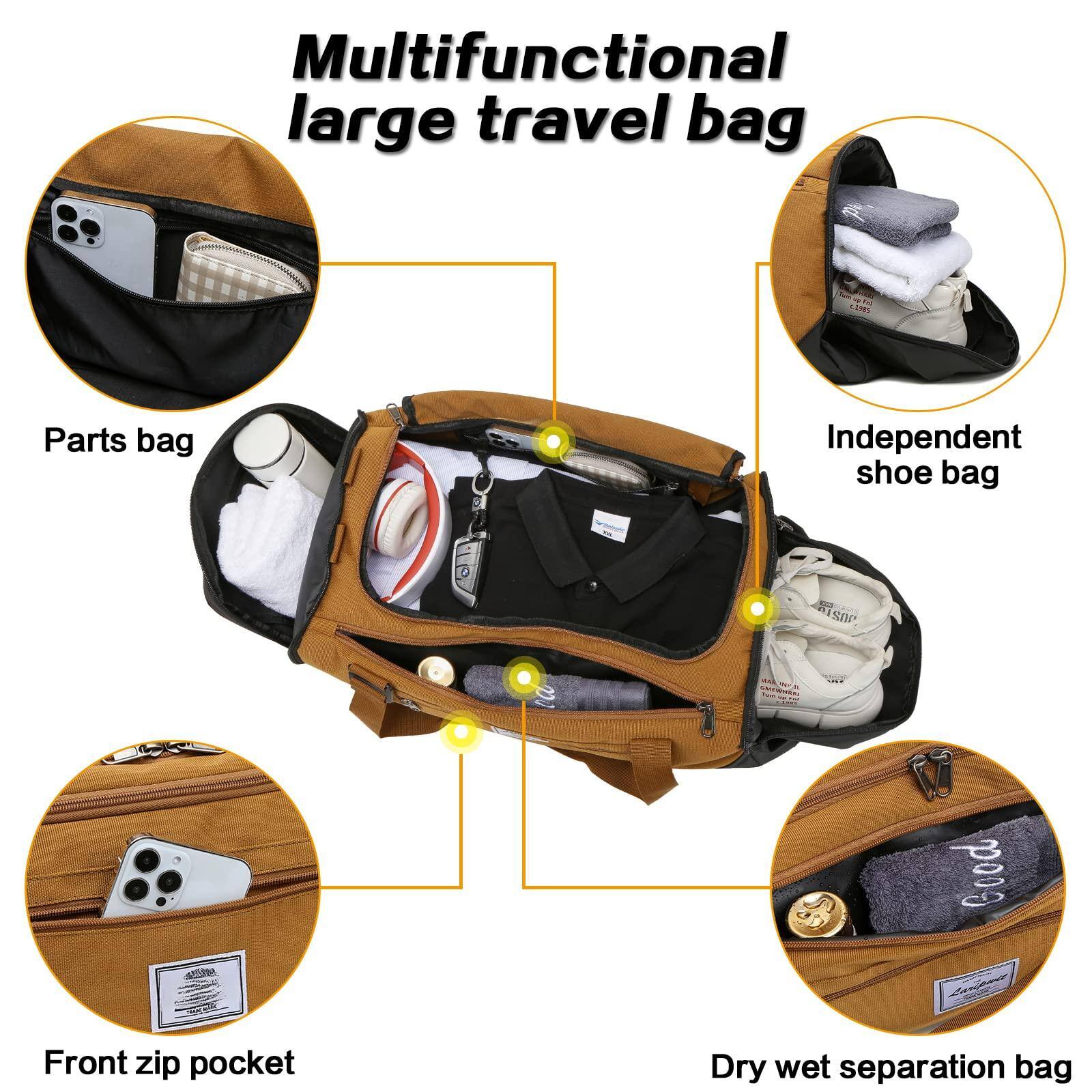 Alt View 1. Stamp n Camp - Travel Duffle Bag For Men 40l Medium Sports Gym With Wet Pocket   Shoes Compartment Weekender Overnight Backpack - Grey-40 L.