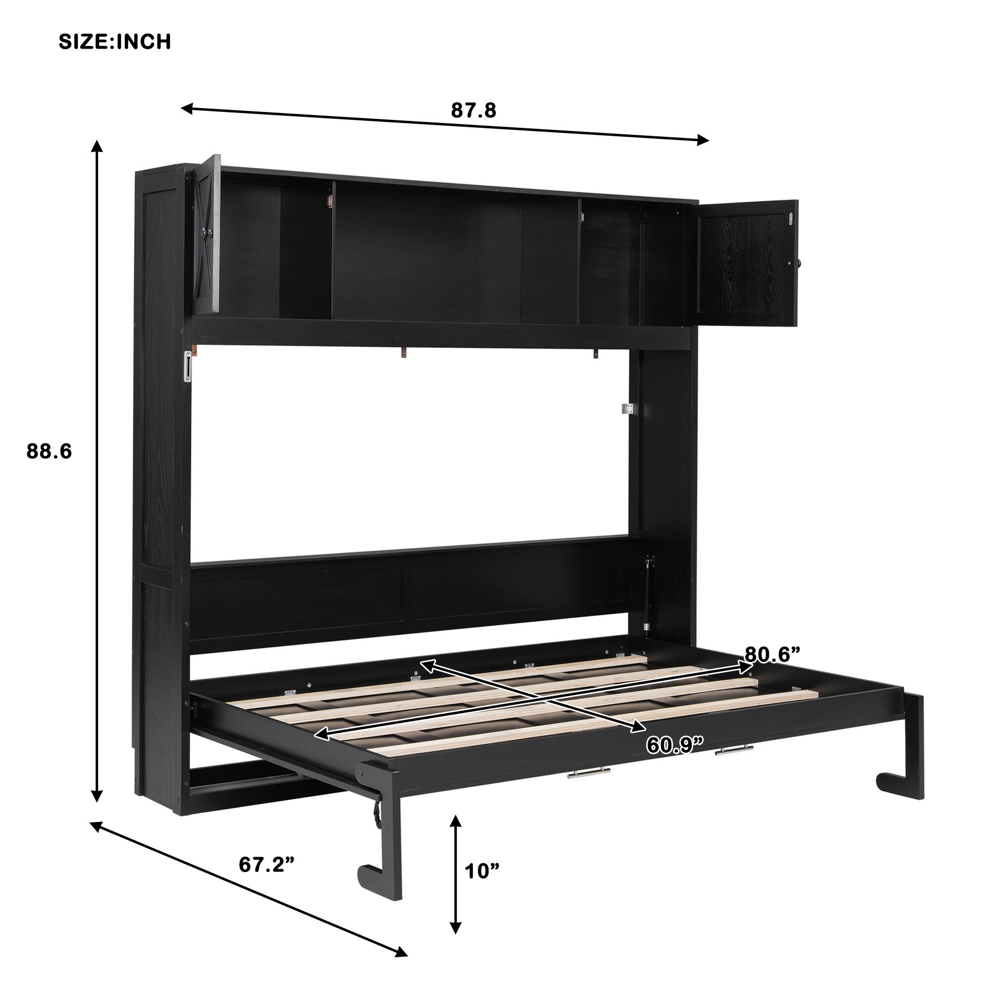 SIZE: INCH  
87.8" 88.6" 80.6" 60.9" 67.2" 10"