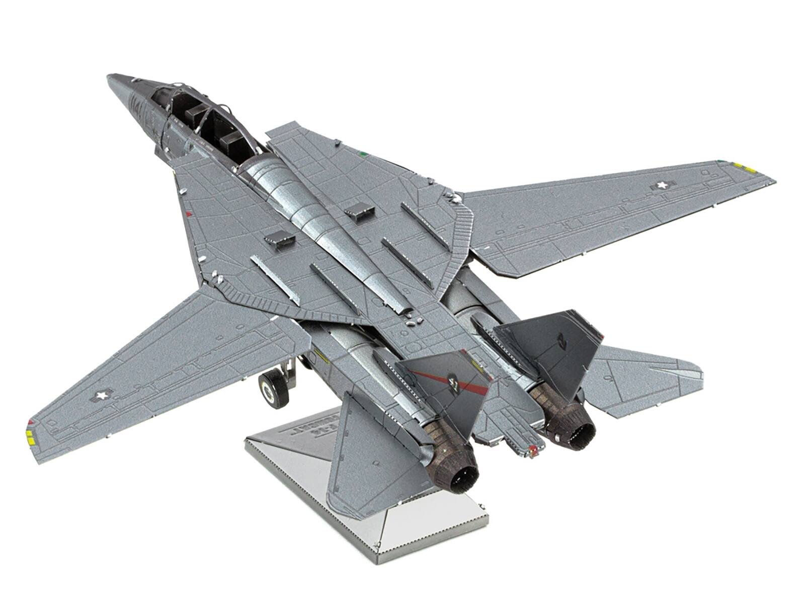 Angle. Metal Earth - Model Kit Grumman F-14 Tomcat Fighter Aircraft "United States Navy" (Challenging Difficulty) Steel Model by Metal Earth - Silver.