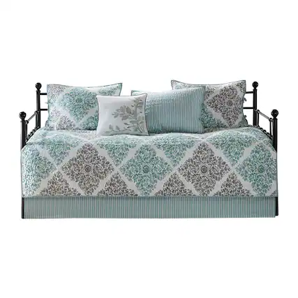 Front. Gracie Mills - Gracie Mills Mitchell 6-Piece Reversible Daybed Bedding Set - Aqua.