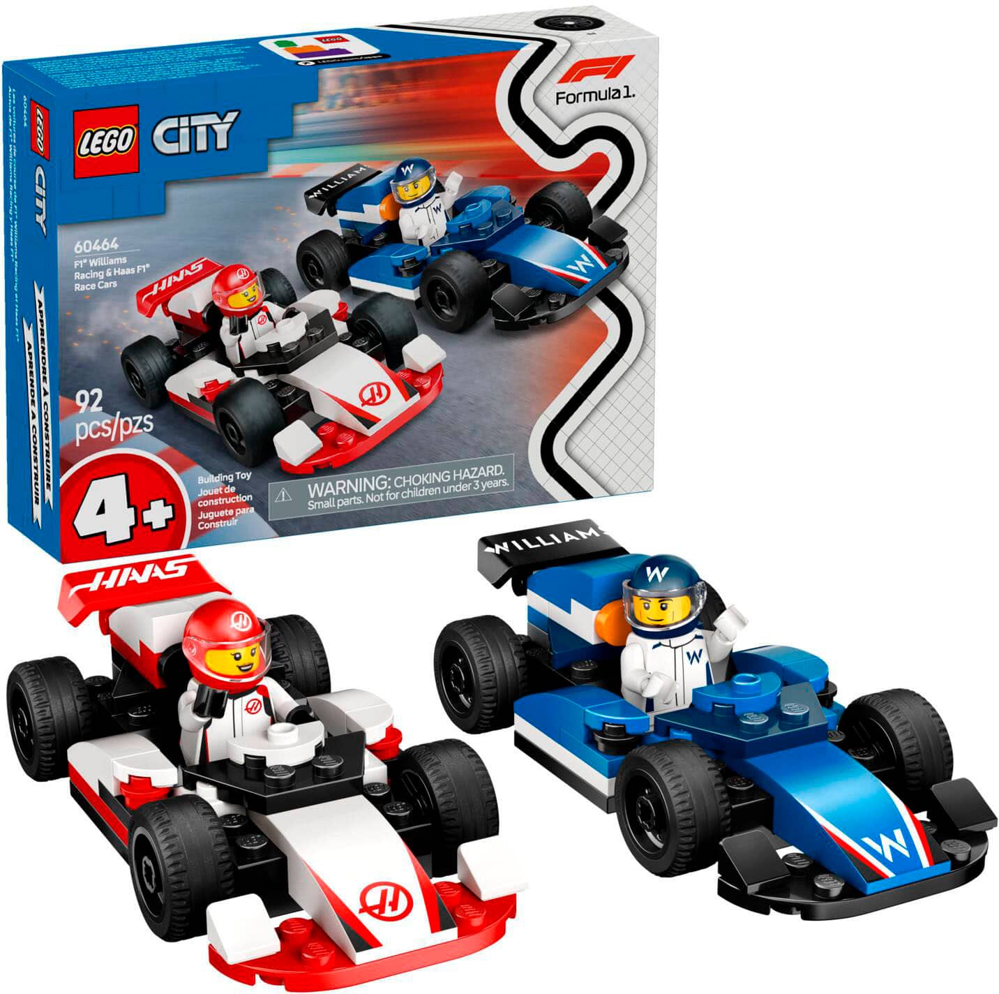 LEGO - City F1 Williams Racing & Haas F1 Race Cars Building Toy 60464 - Front_Zoom