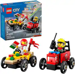 LEGO - City Pizza vs. Fire Truck Race Car Pack Building Toy 60458 - Front_Zoom