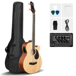 Winado - Full Size EQ Acoustic Electric Bass Guitar Beginner Kit, Cutaway 4 Strings Electric Acoustic Bass Guitar , Bag