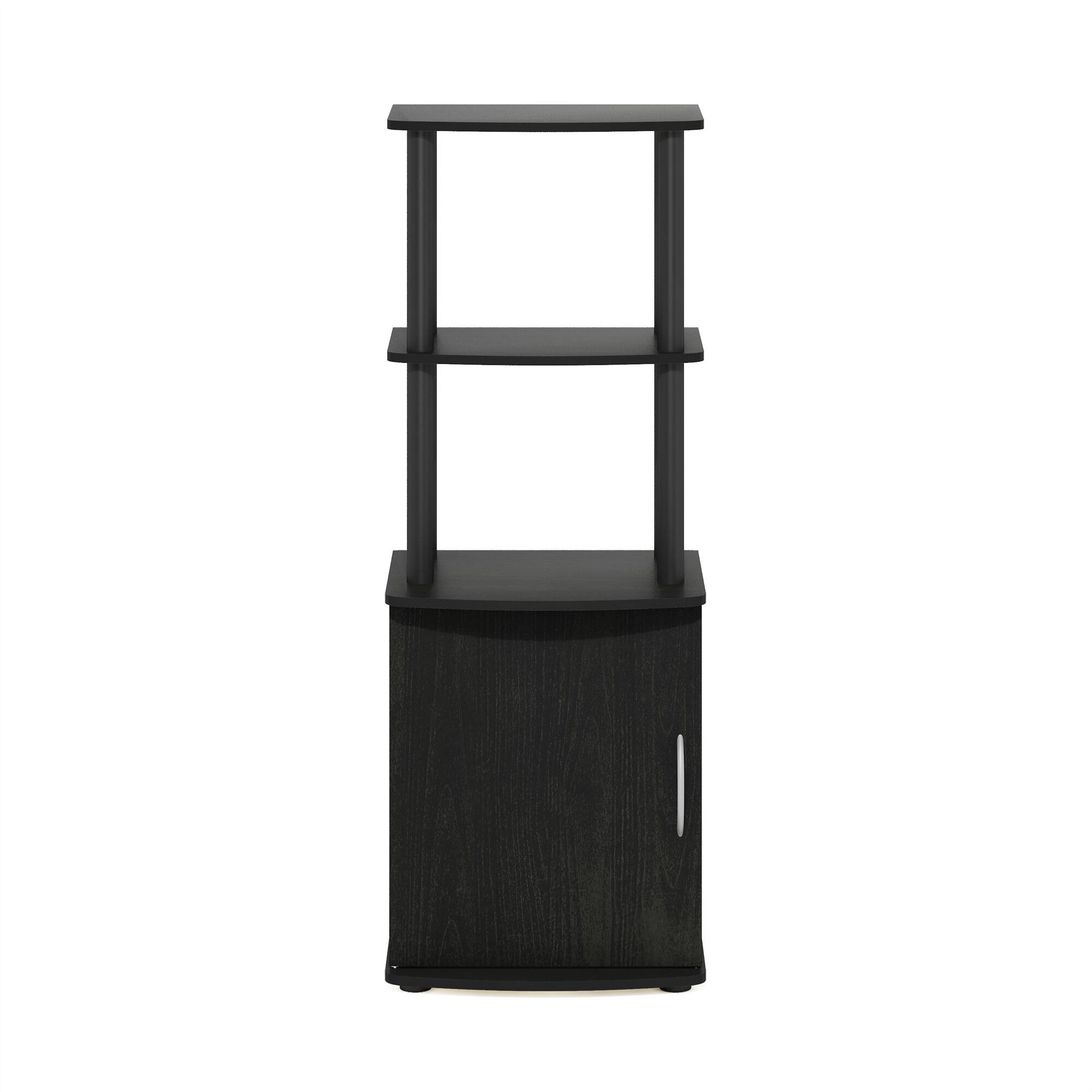 Alt View 2. Furinno - Turn-N-Tube 2-Tier Tall TV Entertainment Side Table Display Rack with Storage Cabinet, Blackwood/Black - Blackwood/Black.