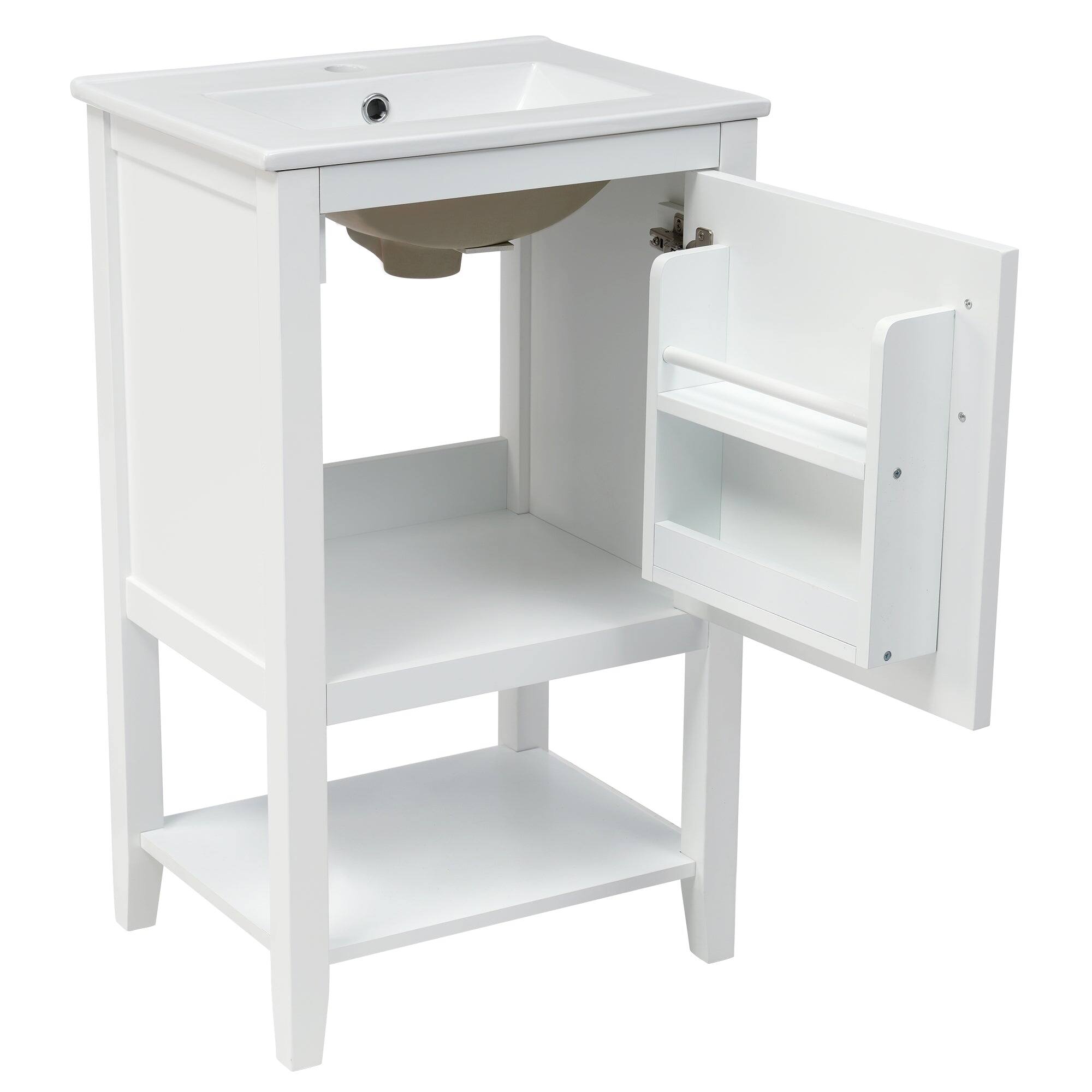 Alt View 9. Boyel Living - 20 Inch Bathroom Vanity with Sink Cabinet with Soft Close Door Storage Rack and Open Shelf White - White.