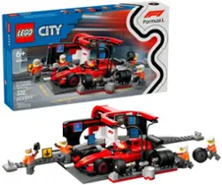 LEGO - City F1 Pit Stop & Pit Crew with Ferrari Car Toy 60443 - Front_Zoom