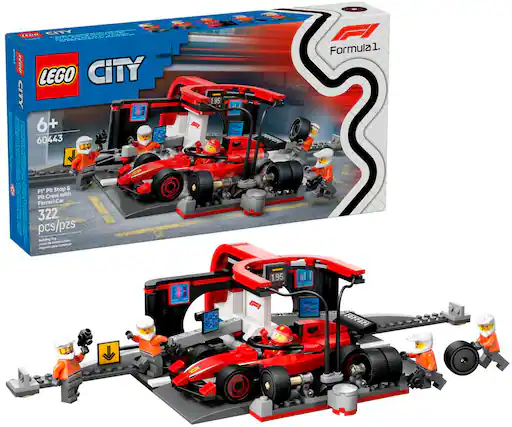 Lego City II 6+ 60443 Formula 1 Pit Stop & F1 Pit Crew with Ferrari Car 322 pcs/pzs Construction playset for 6+ year olds.