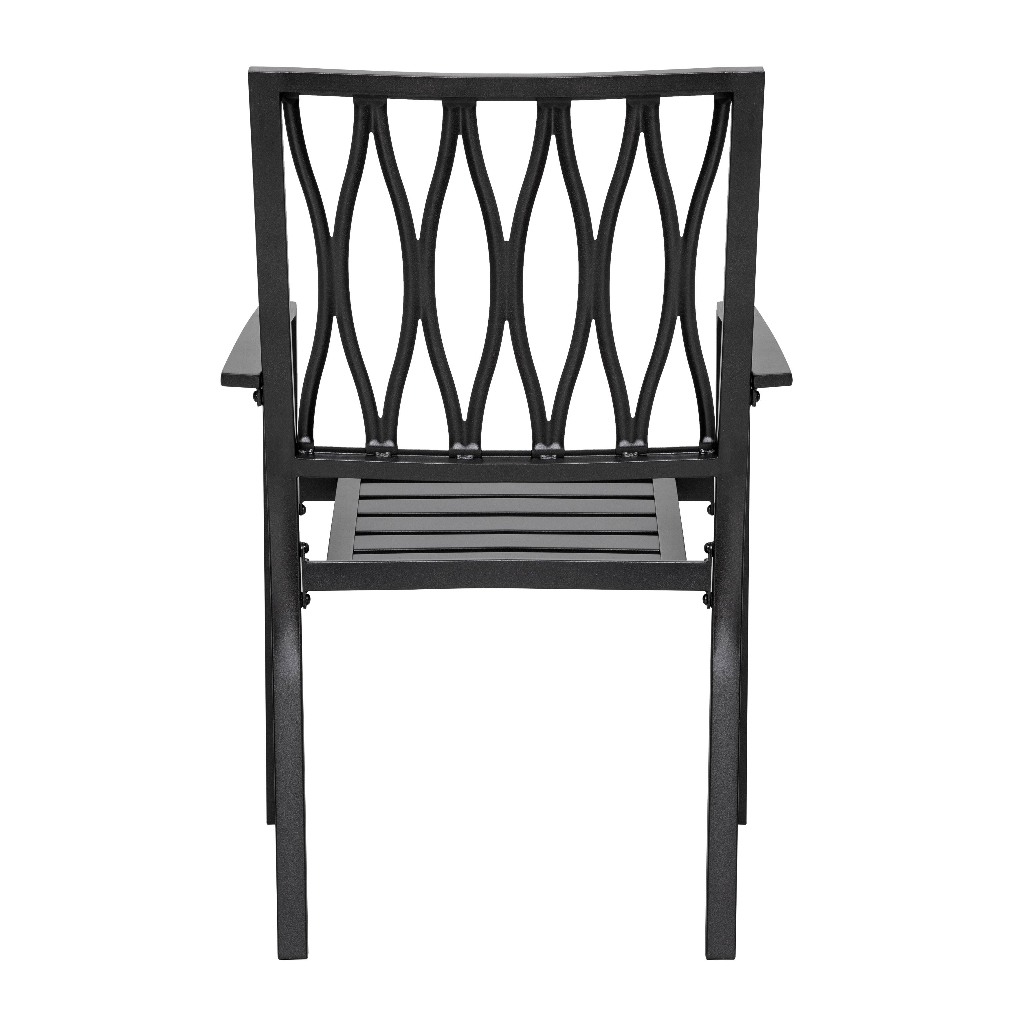 Back. Nuu Garden - Outdoor 4-Piece Patio Chair Set, Powder-coated Iron Finish - Black.