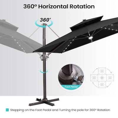 360° Horizontal Rotation

Stepping on the Foot Pedal and Turning the pole for 360° Rotation