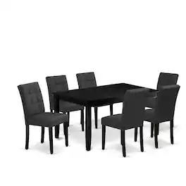 East West Furniture - 7 Piece Dining Table Set - Black