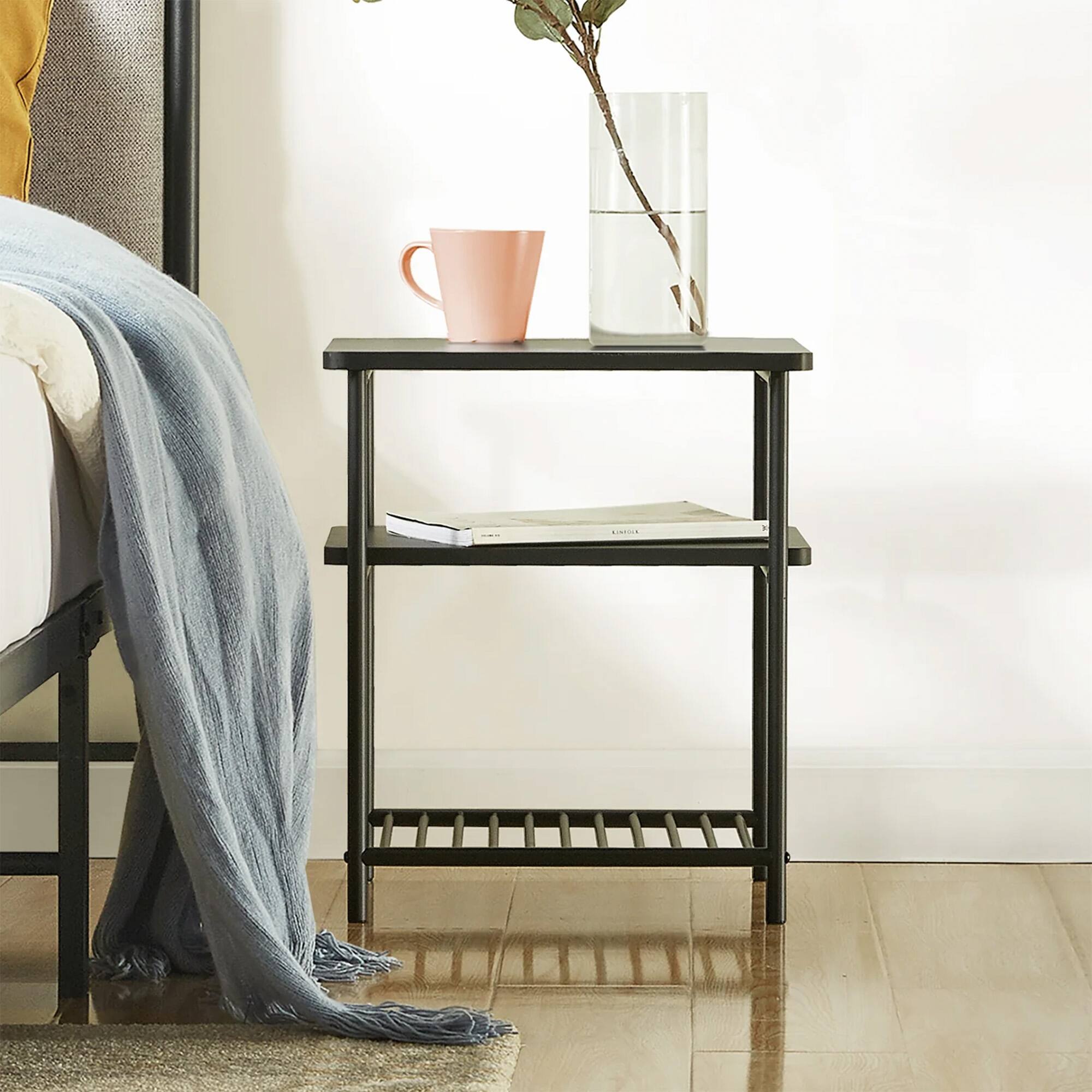 Alt View 4. Mellow - Mellow KODI Square Multipurpose End and Side Table Set with Storage Shelf, Black - Black.