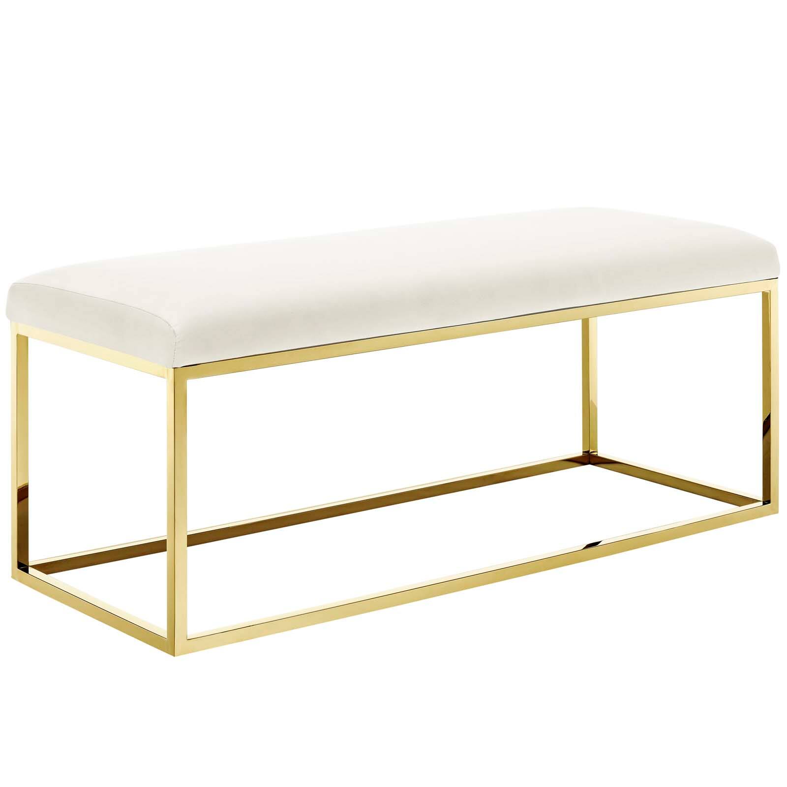 Angle. Modway - Anticipate Fabric Bench by Modway - Gold Ivory.