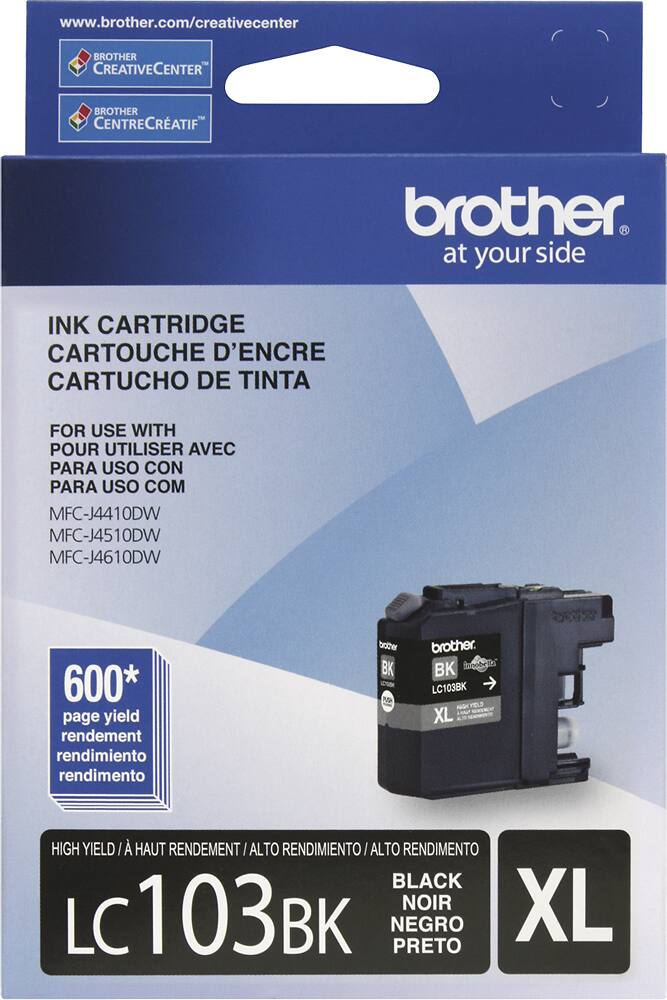 Front. Brother - LC103BK XL High-Yield Ink Cartridge - Black.