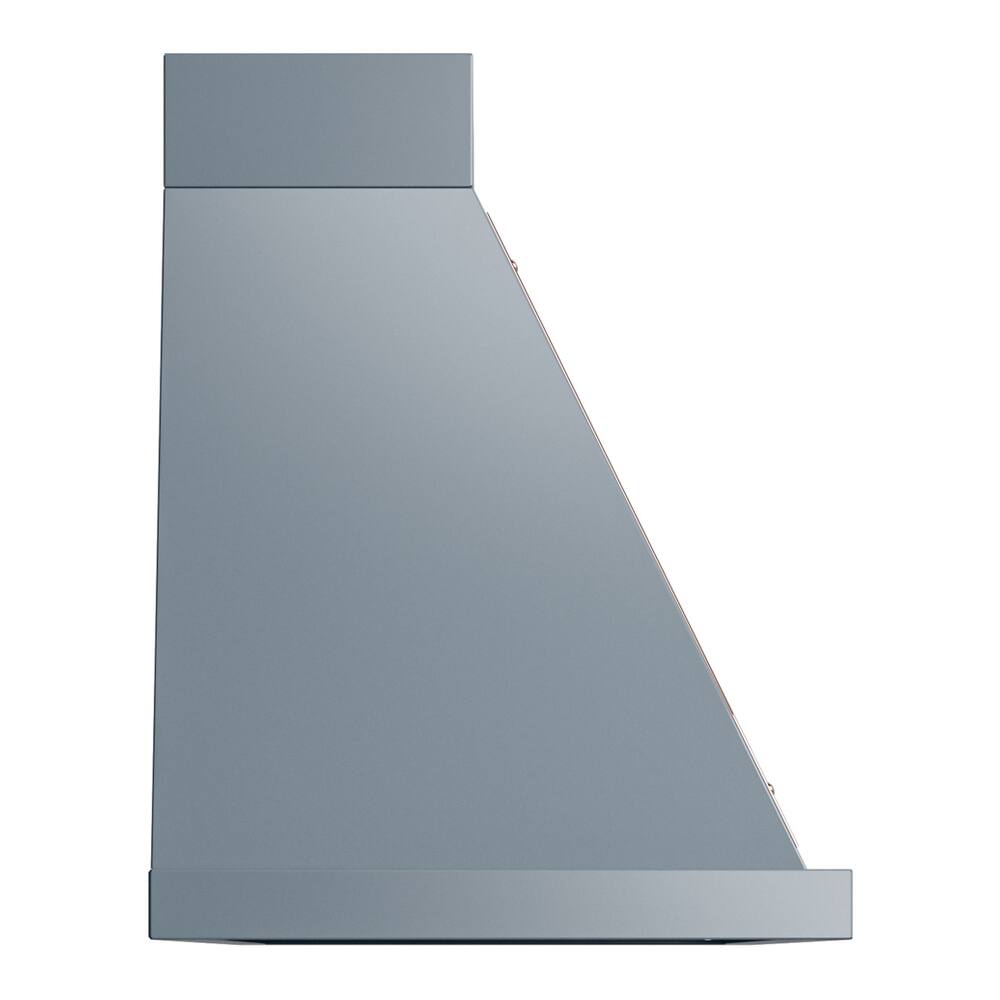 Alt View 2. ILVE - ILVE Nostalgie II Noblesse 60 inch Ducted Wall Mount Range Hood with 600 CFM (Blue Grey, Copper Trim) - Blue Grey.