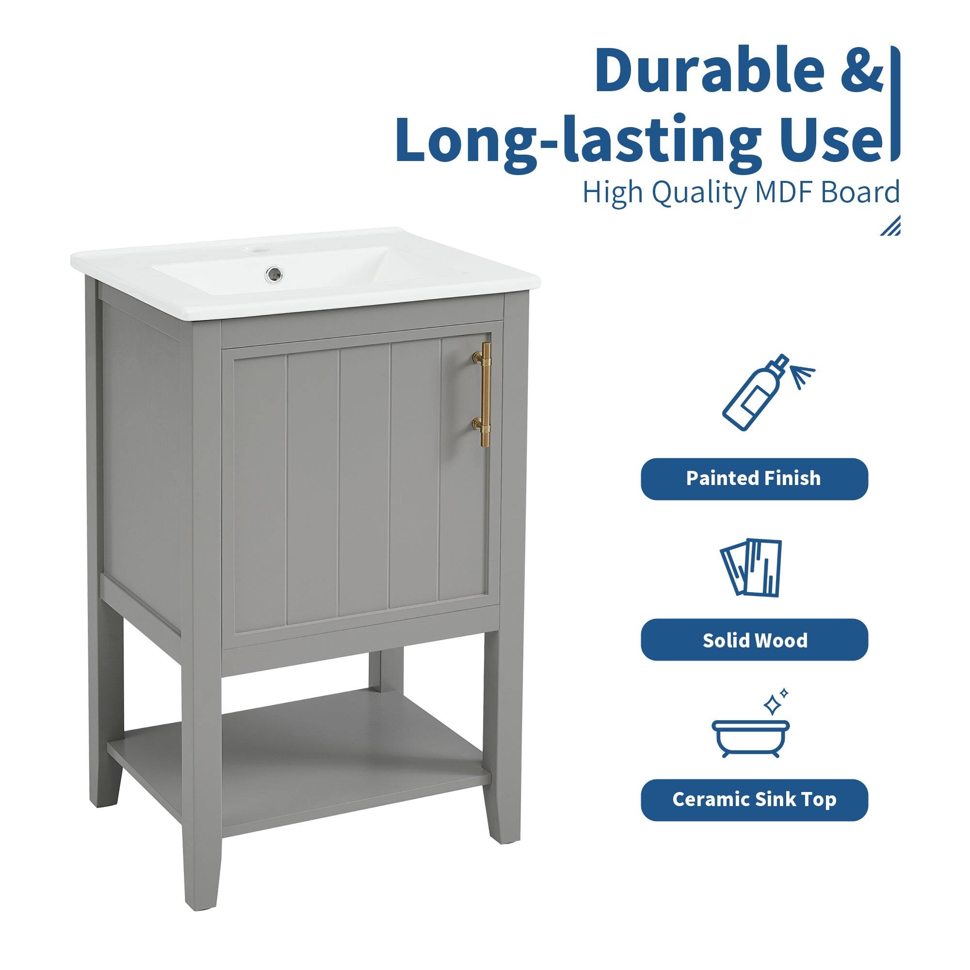 Durable & Long-lasting Use  
High Quality MDF Board  

Painted Finish  
Solid Wood  
Ceramic Sink Top