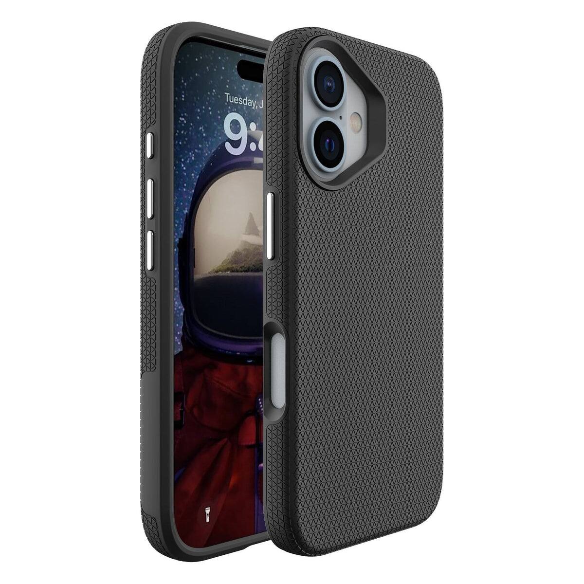 Front. Entronix - Entronix Rugged Anti-Slip Case for iPhone 16 Plus - Shockproof and Durable Protection - Black.
