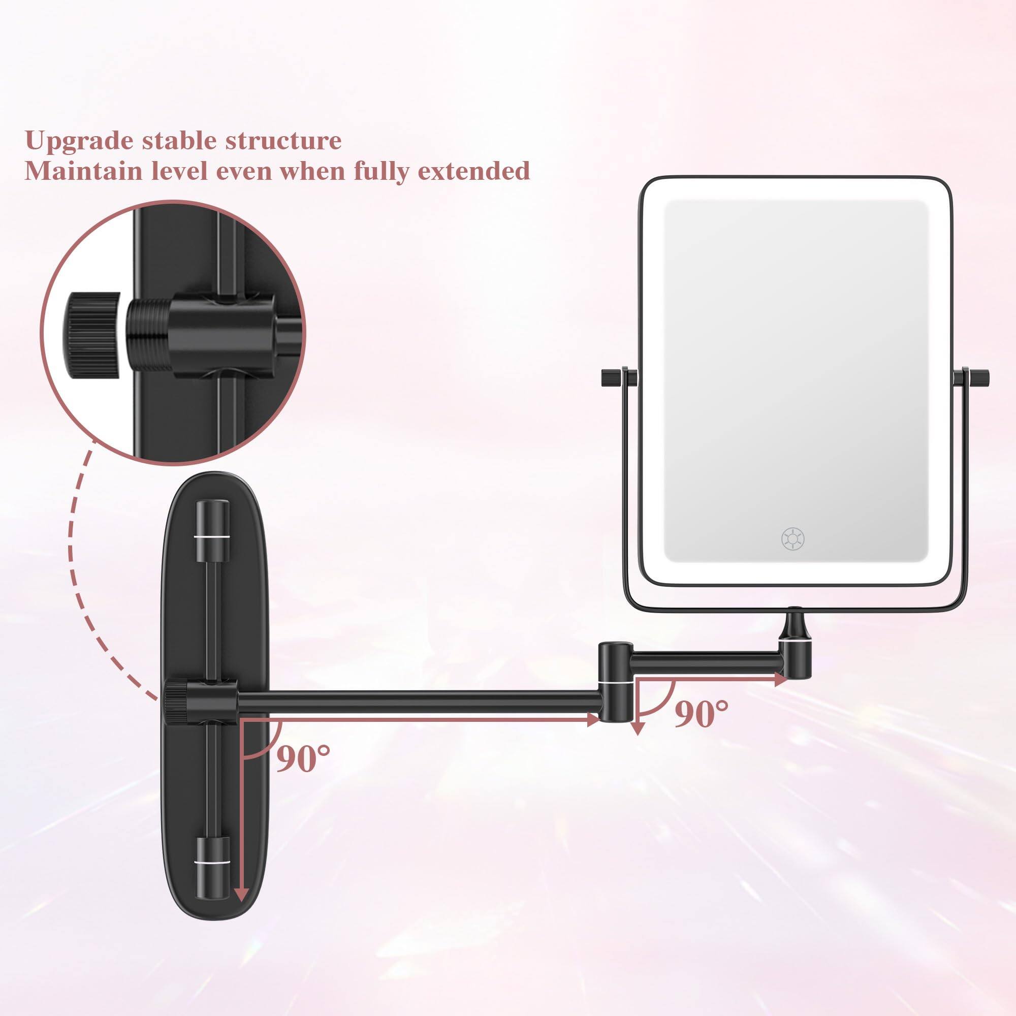 Upgrade stable structure  
Maintain level even when fully extended  

90°  
90°