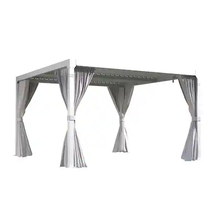 Front. U-HOMY - 10 Ft. W x 10 Ft. D Aluminum Patio Metal Pergola with Adjustable Louver Roof - White.