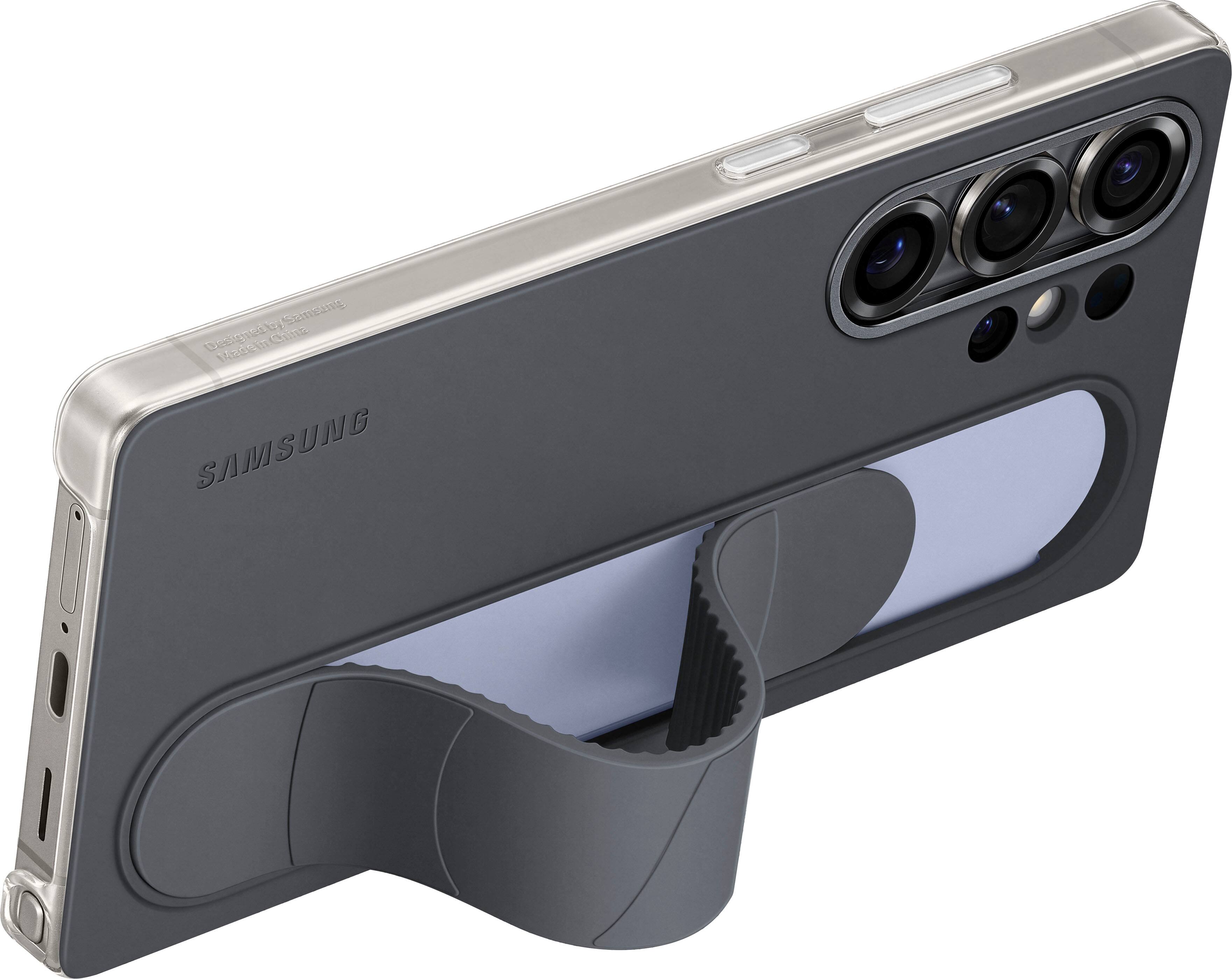 Samsung is the brand of the cell phone in the image.