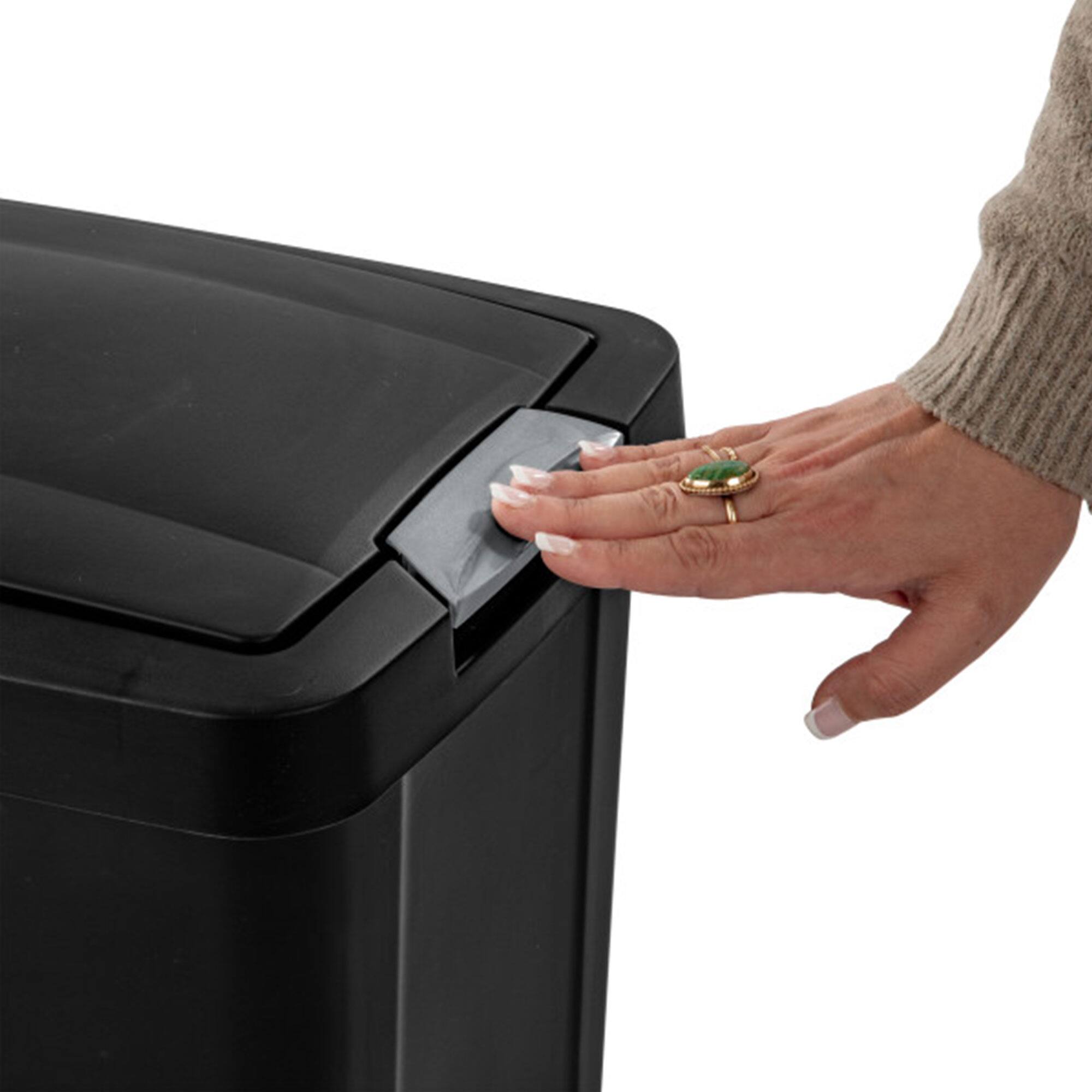 Alt View 4. Sterilite - Sterilite 7.5 Gallon TouchTop Wastebasket Trash Can with Latch, 4 Pack, Black - Black.