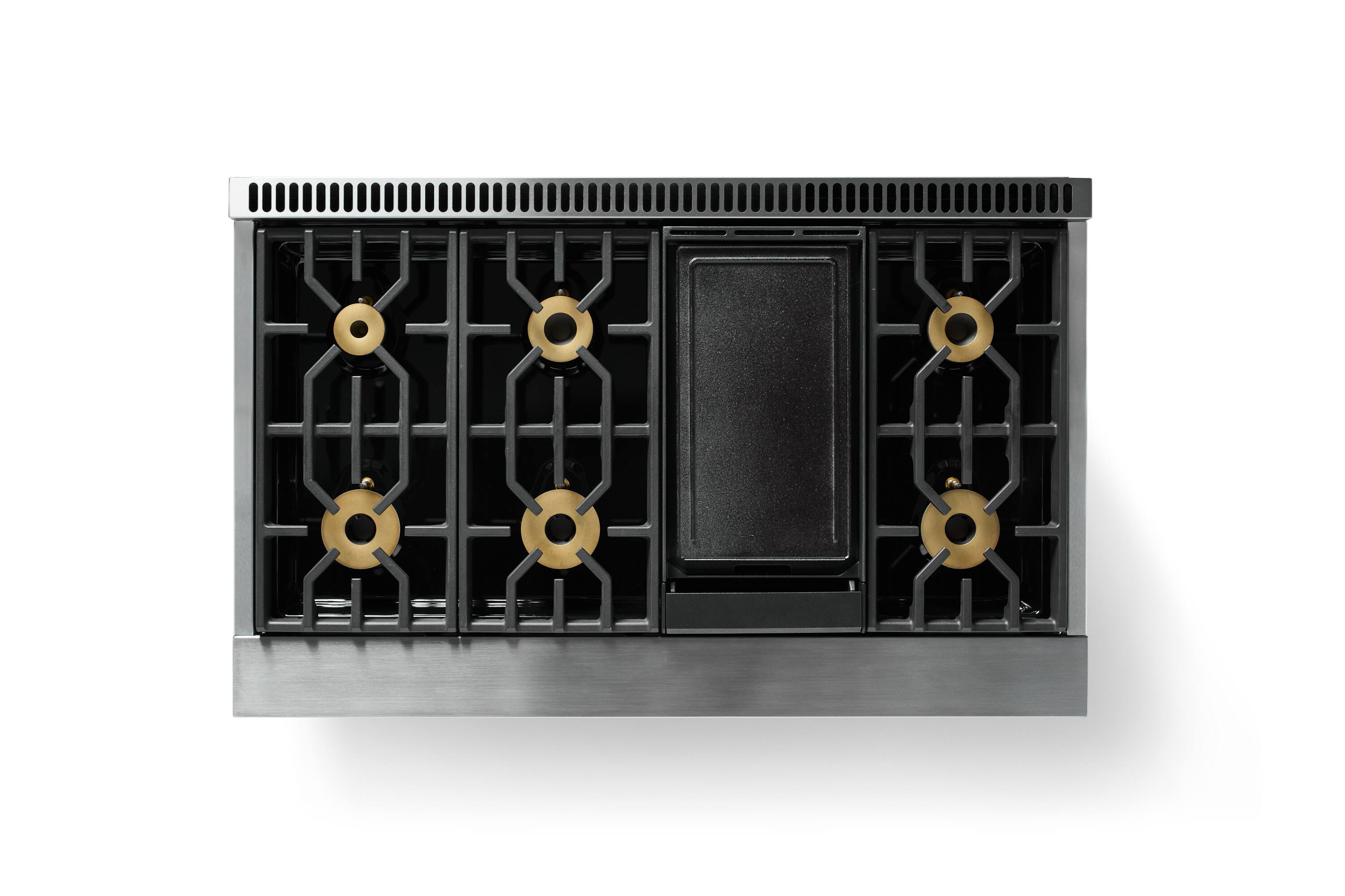 Alt View 5. Viking - 48"W. 7.3 Cu. Ft. Freestanding Sealed 6 Burner Gas Range/Griddle  - Slate Blue - Slate Blue.