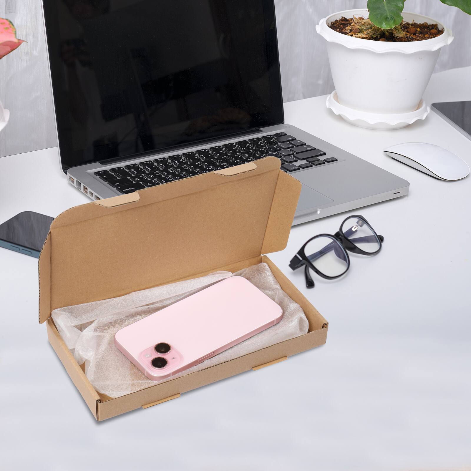 Alt View 5. Winado - 50 8x4x1 Cardboard Paper Boxes Mailing Packing Shipping Box Corrugated Carton Recyclable Fold Boxs for UPS, USPS, FedEx.