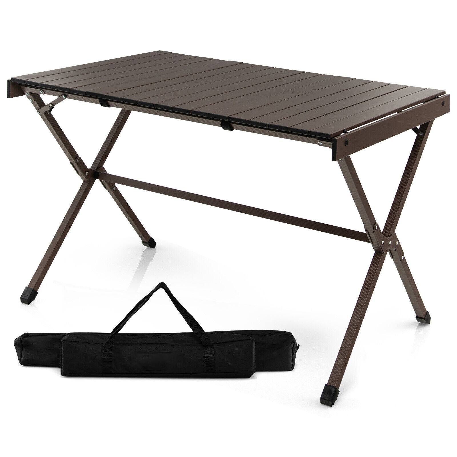 Alt View 7. Ecooso - Portable Aluminum Camping Table for 4 to 6 People with Carry Bag - Brown.