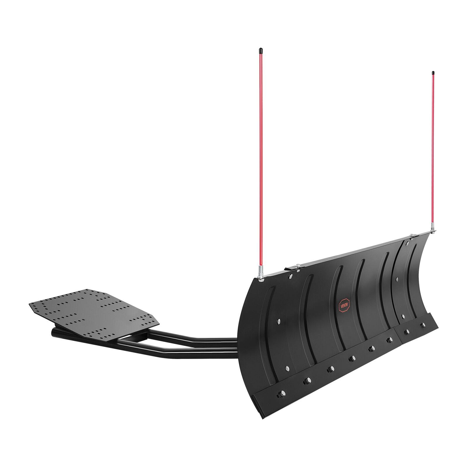 Front. VEVOR - Adjustable Snow Plow Blade, 43 in/60 in Width, Detachable Universal Mount, Rubber Flaps Included - Black.