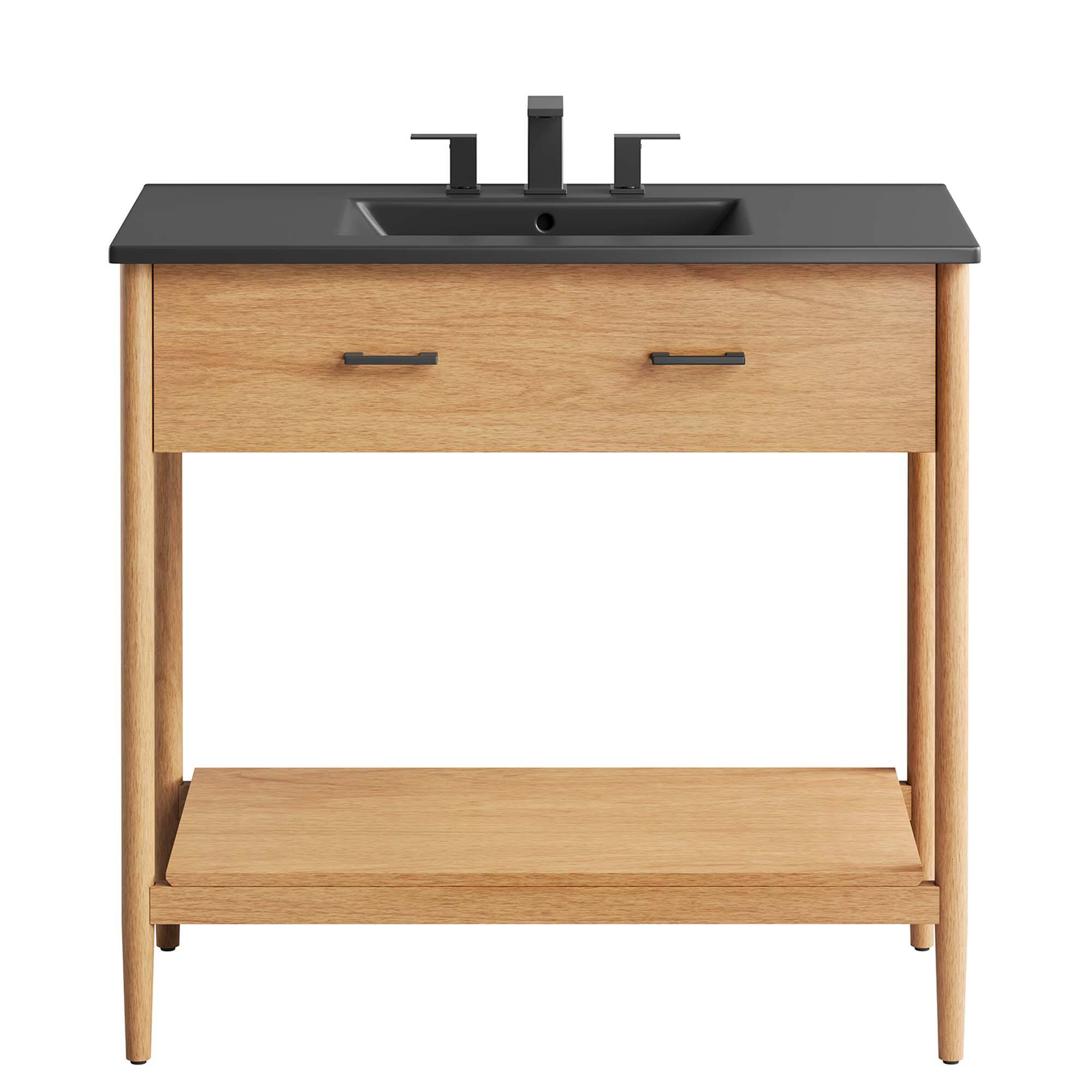 Alt View 5. Modway - Zaire Bathroom Vanity Basin Included by Modway - Natural Black.