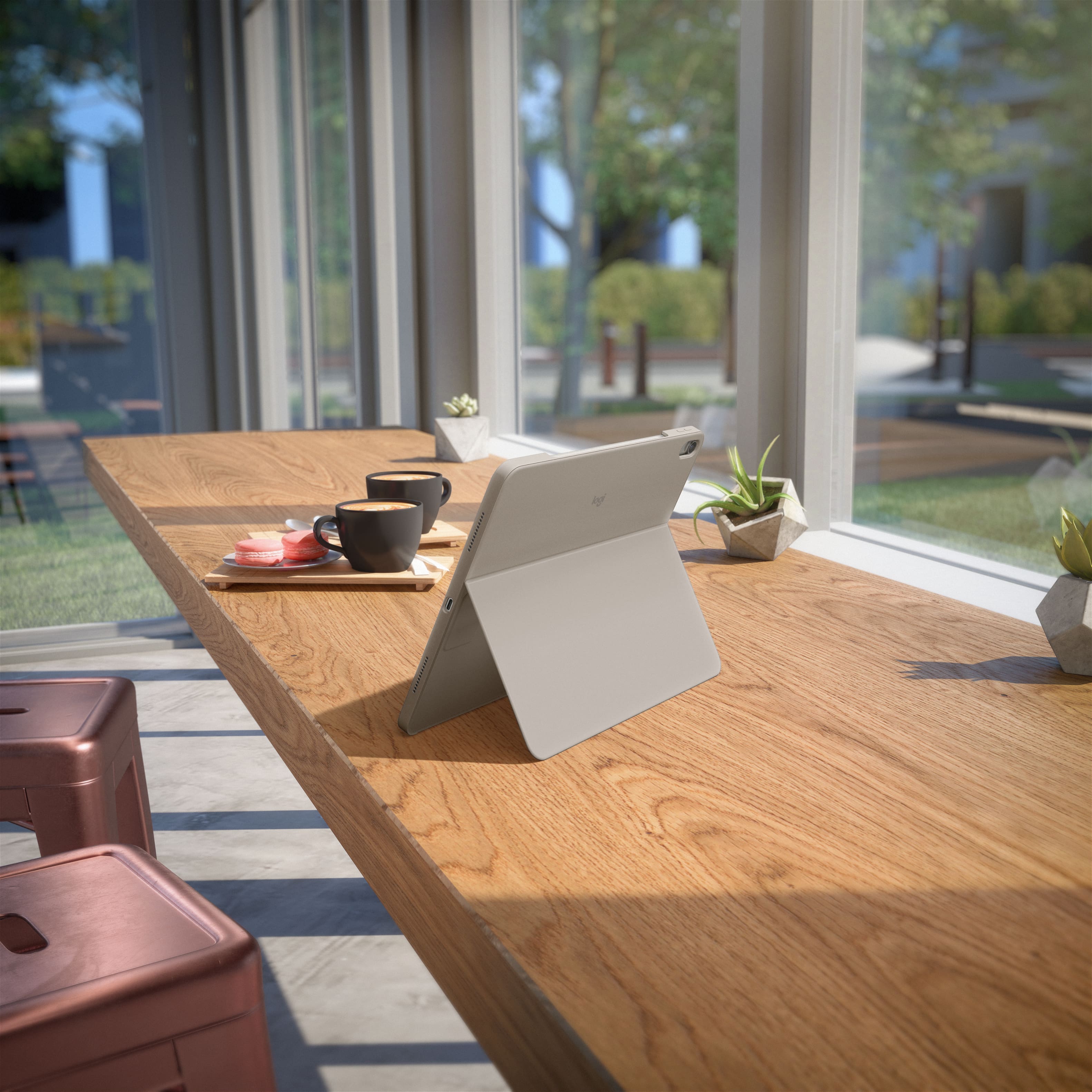 Alt View 2. Logitech - Combo Touch iPad Air 13-inch - Latest Model (M2 & M3), iPad Air (5th gen) Keyboard Case with Detachable Keyboard - Sand.