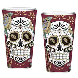 Indigo Falls - Florida State Seminoles Two-Pack 16oz. Dia De Los Muertos Pint Glass Set - Multicolor