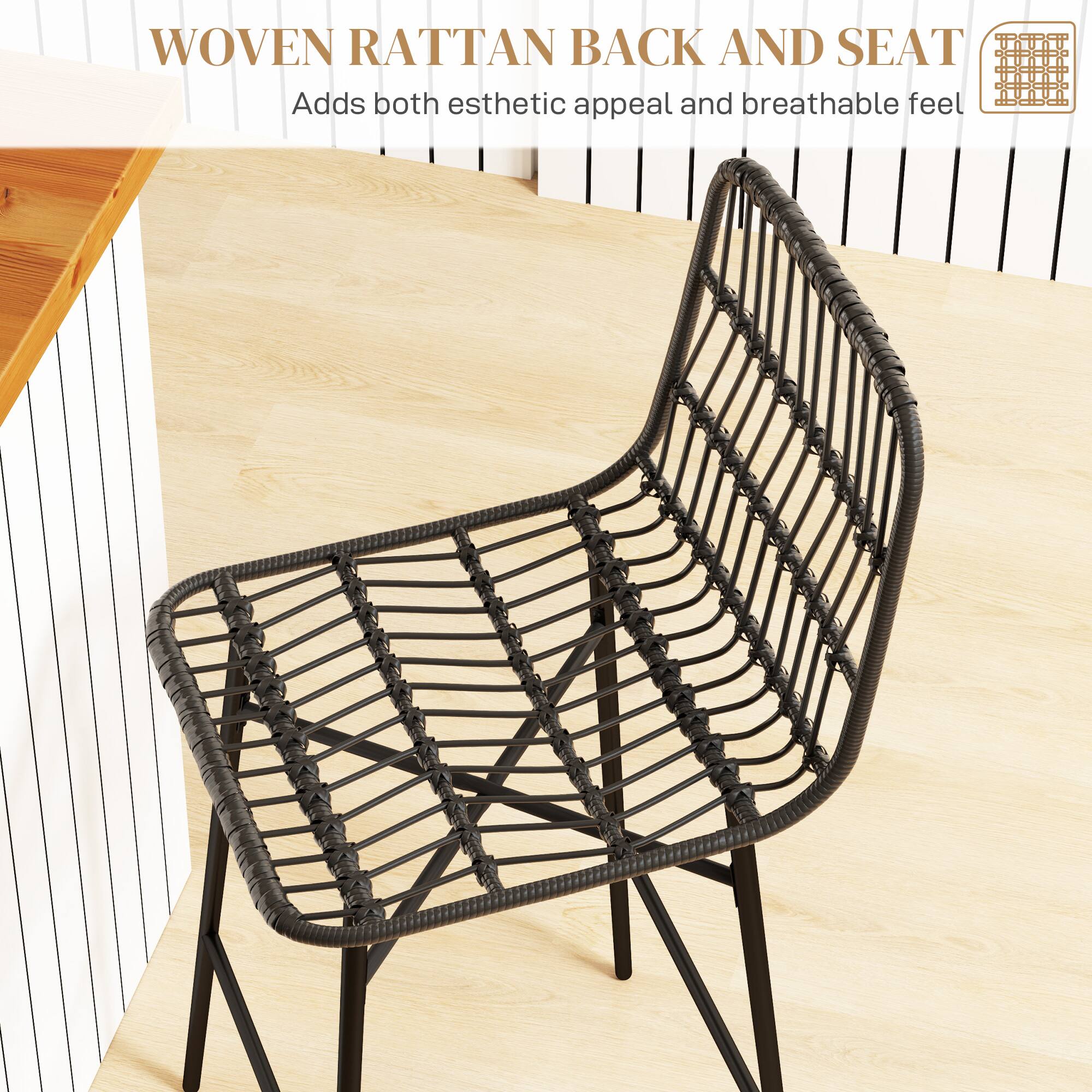 WOVEN RATTAN BACK AND SEAT
Adds both esthetic appeal and breathable feel