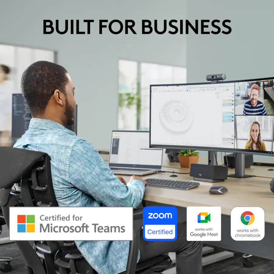 Logitech Brio 505 Full HD Webcam with Auto Light Correction, Auto