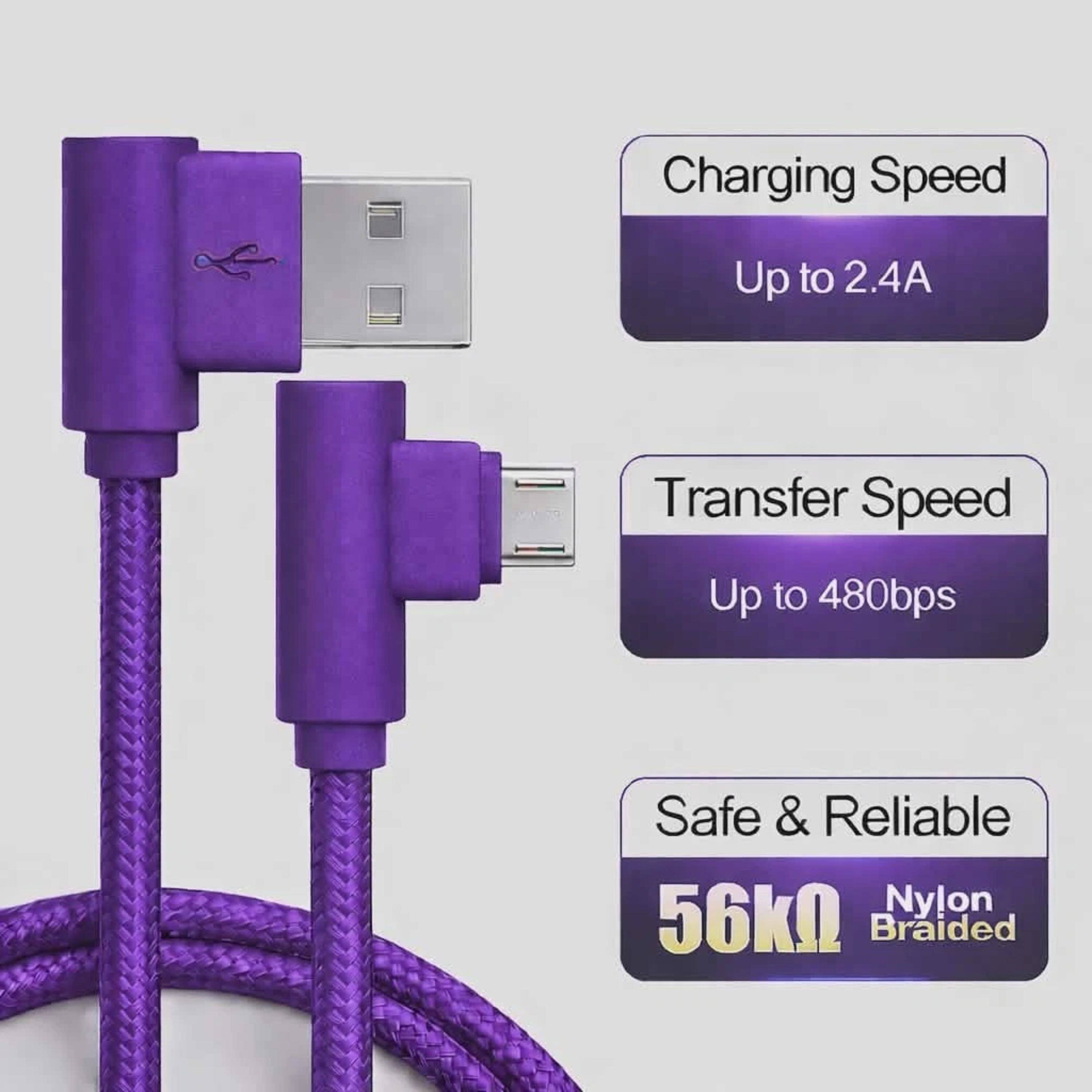 Charging Speed: Up to 2.4A  
Transfer Speed: Up to 480bps  
Safe & Reliable: 56kΩ Nylon Braided