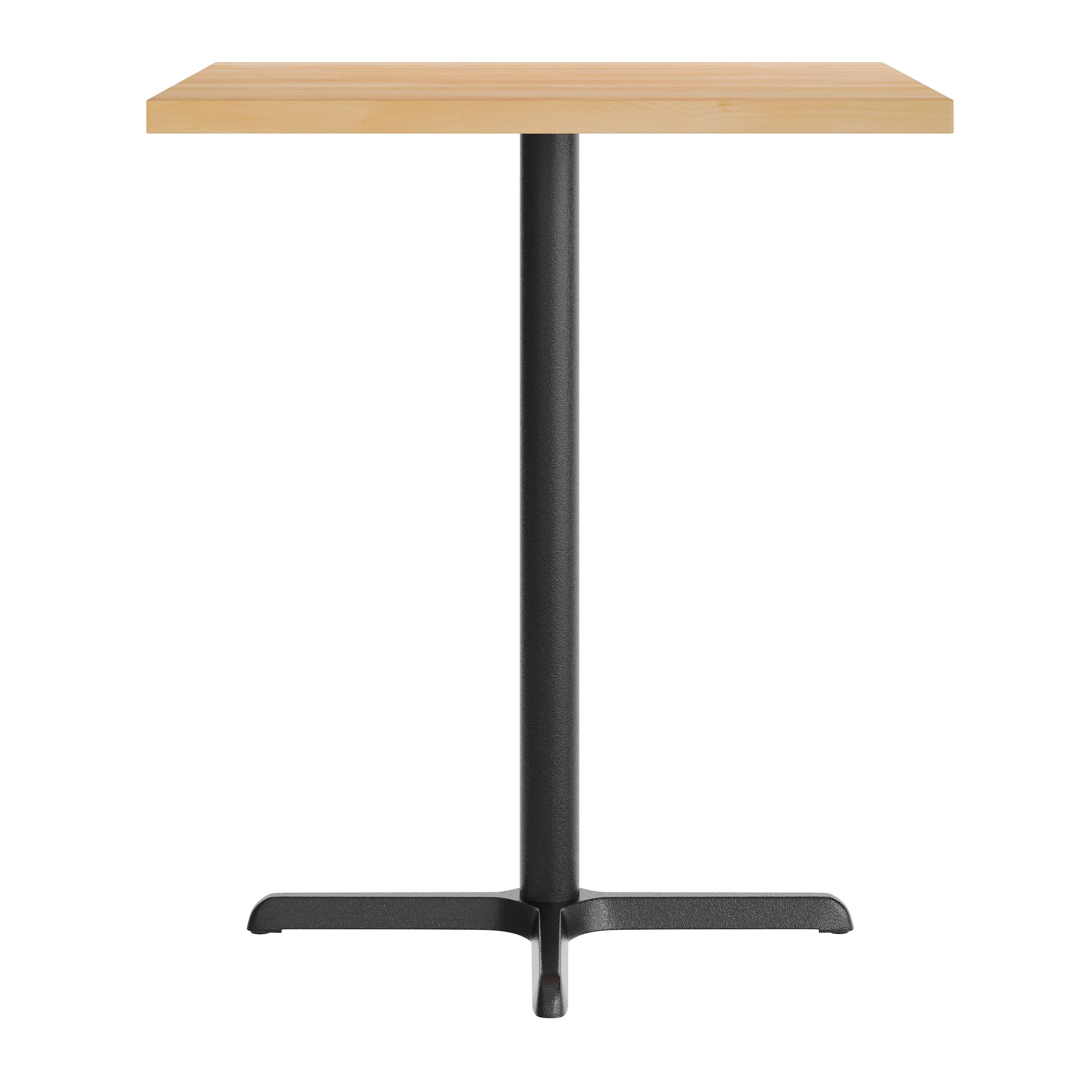 Left. Flash Furniture - Bennett 36" Square Solid Wood Commercial Indoor Tabletop in Natural with 30" x 30" Bar Height Rust-Resistant Black Cast - Natural.