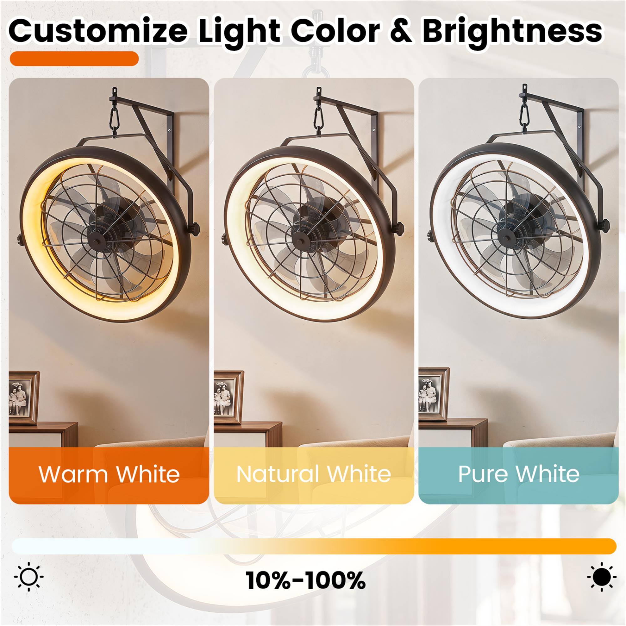 Customize Light Color & Brightness

Warm White
Natural White
Pure White

10%-100%