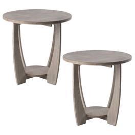 COZAYH - Rustic Farmhouse End Table with Storage Shelf for Living Room, Set of 2 - Vintage Grey