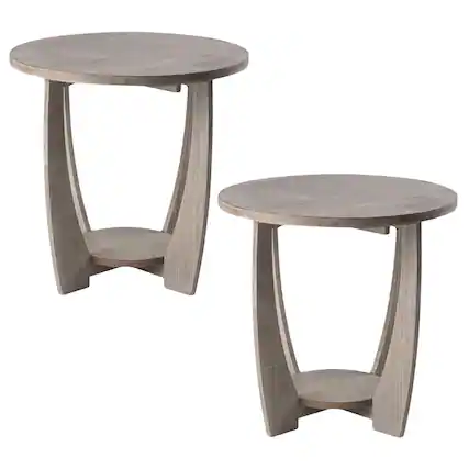 Front. COZAYH - COZAYH Rustic Farmhouse End Table with Storage Shelf for Living Room, Set of 2 - Vintage Grey.