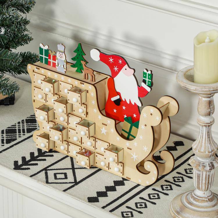 Alt View 6. PULUZ - Wooden Christmas Advent Calendar with 24 Countdown Drawers, Reusable Holiday Decor Xmas Gift for Kids Adults - Natural Wood.