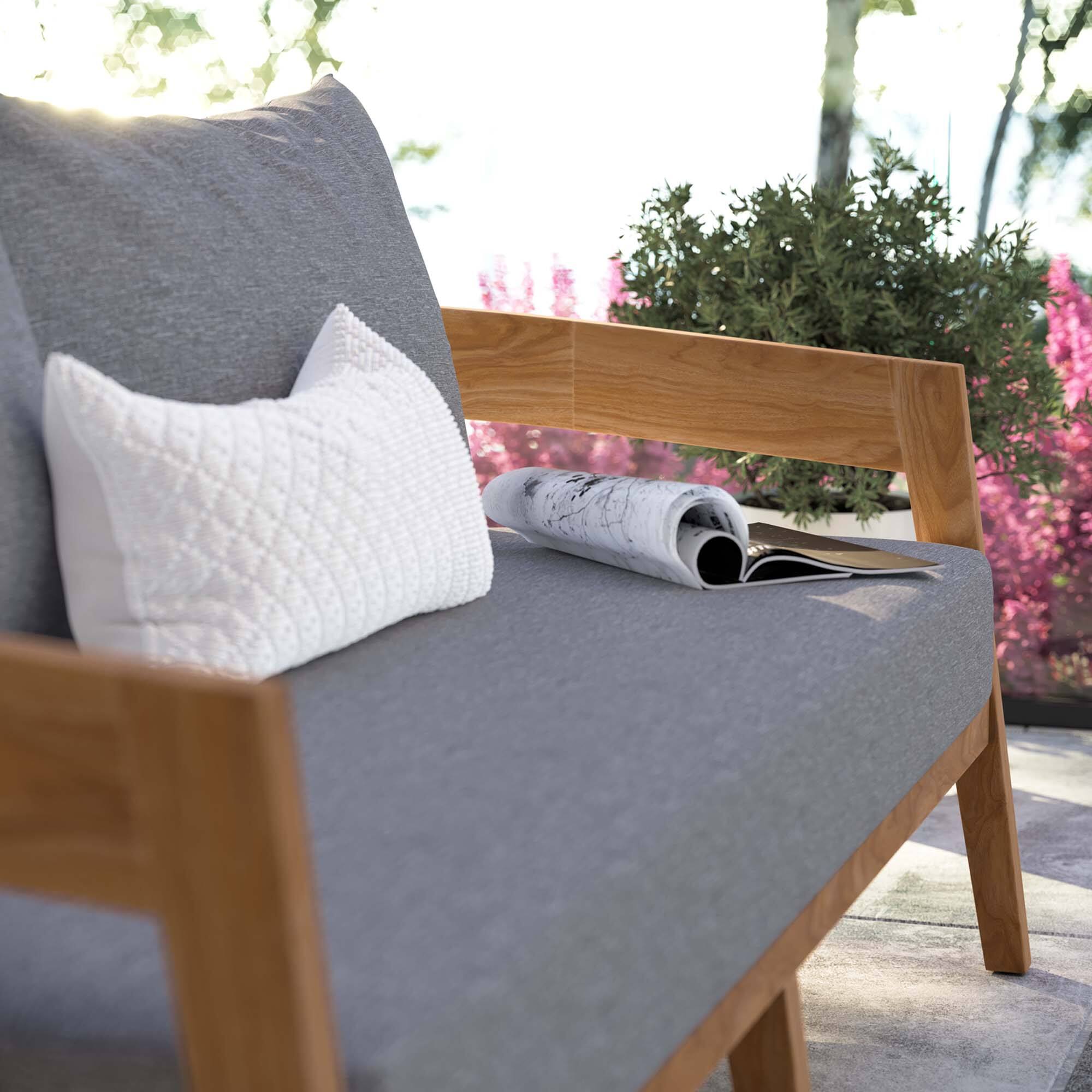 Back. Modway - Brisbane Teak Wood Outdoor Patio Loveseat by Modway - Natural Gray.