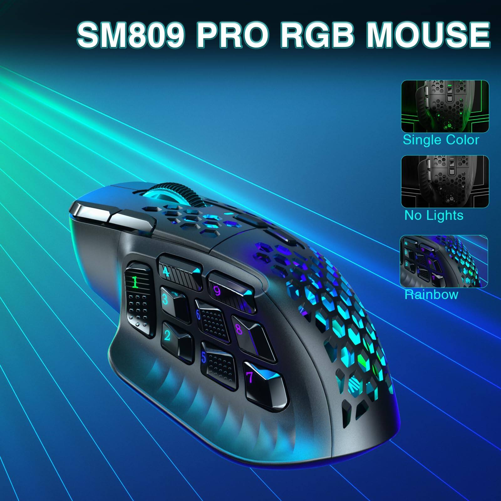 SM809 PRO RGB MOUSE

- Single Color
- No Lights
- Rainbow