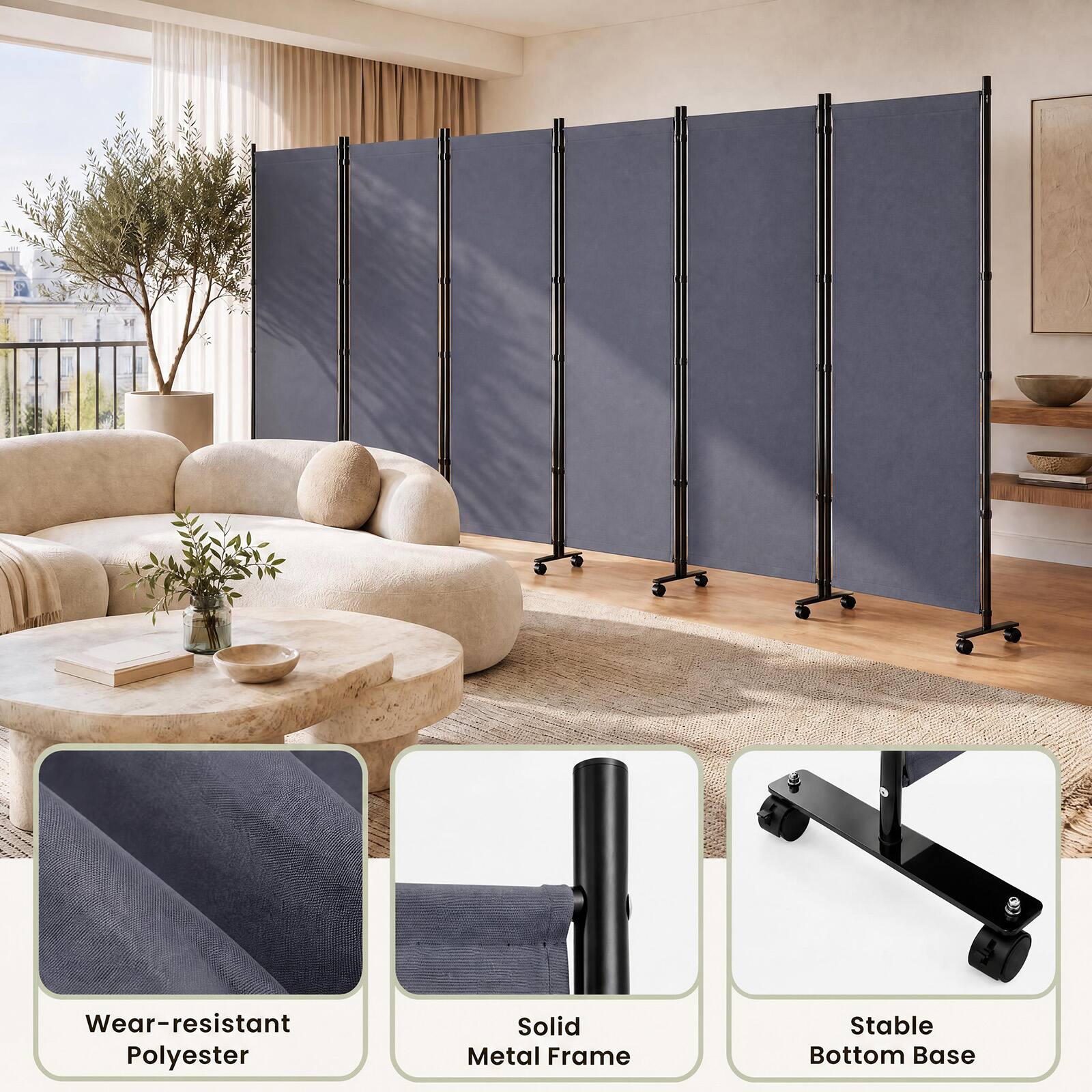 Wear-resistant Polyester  
Solid Metal Frame  
Stable Bottom Base