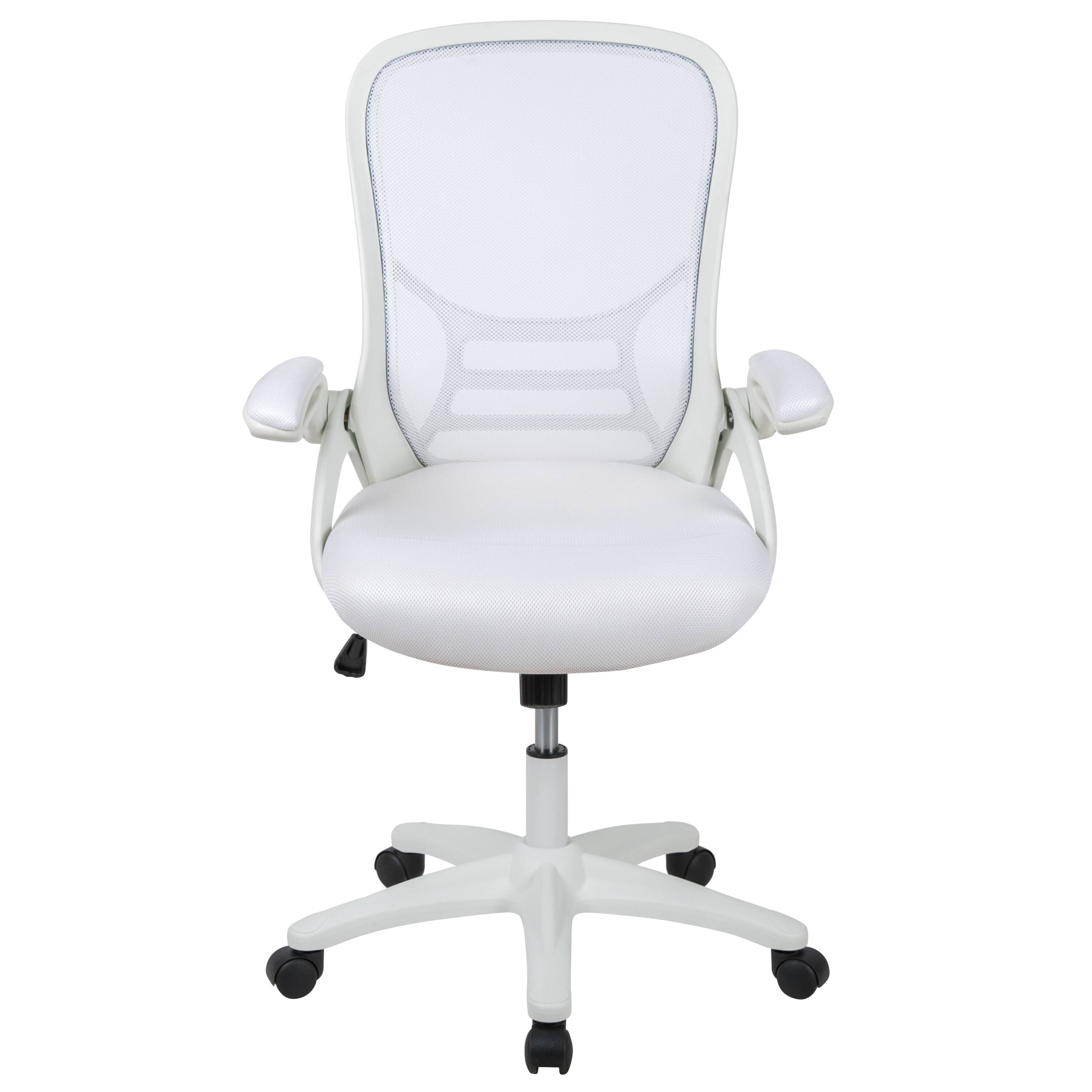 Alt View 7. Emma + Oliver - High Back Mesh Ergonomic Office Chair with Flip-up Arms - White.