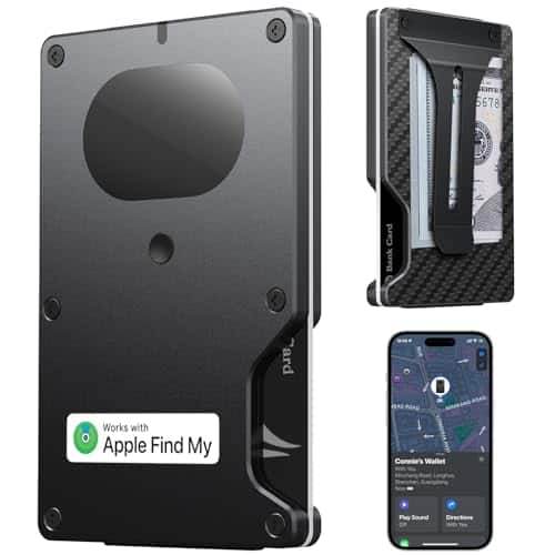 Vulpecula Spade - Wallet for Men, Slim Minimalist Wallet Card Holder with Location Tracking, Build in Airtag Chip Compatible with Apple - Black Carbon fiber
