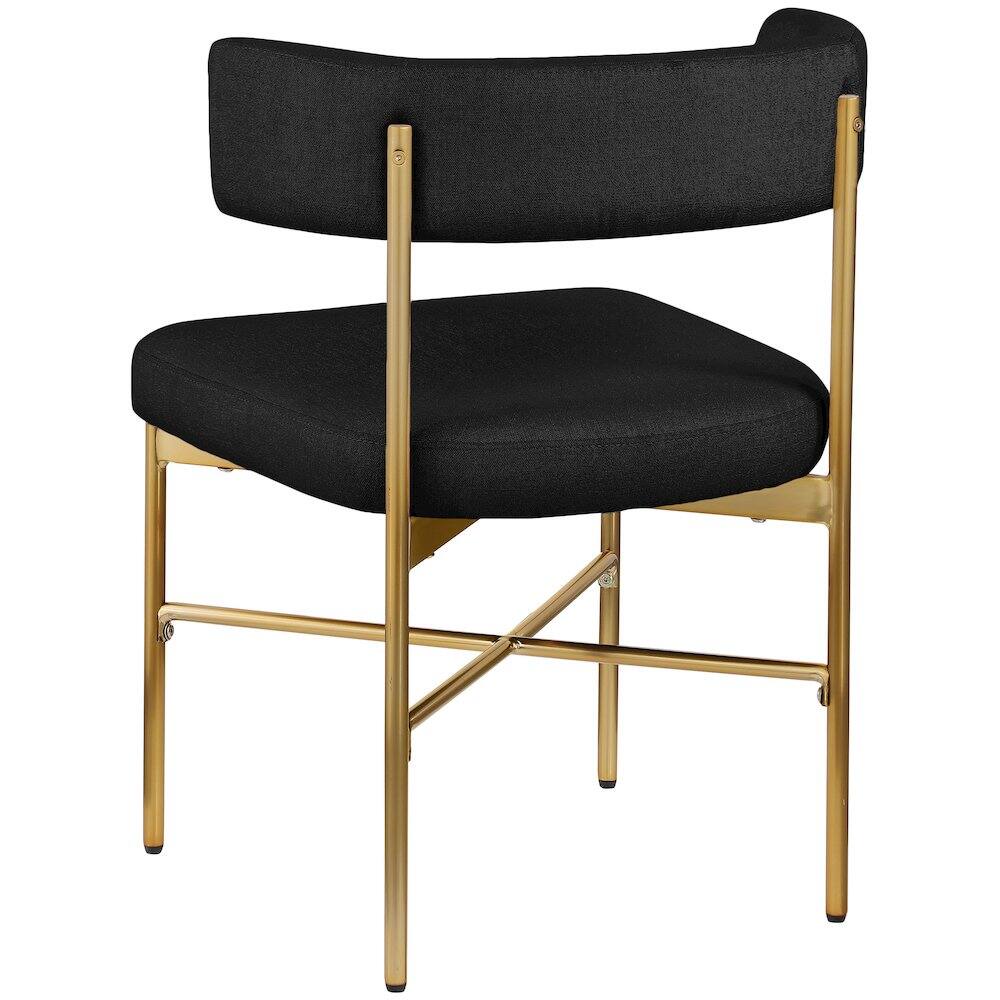 Alt View 4. Meridian Furniture - Rivage Black Durable Linen Textured Fabric Dining Chair, Set of 2 - Black.
