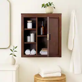 Teamson Home - Hatteras 1-Door Wall Cabinet, Walnut - Brown