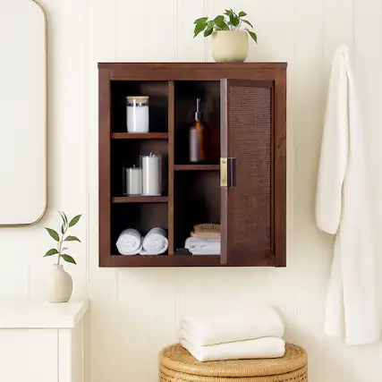 Front. Teamson Home - Teamson Home Hatteras 1-Door Wall Cabinet, Walnut - Brown.